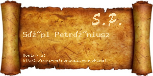 Sápi Petróniusz névjegykártya
